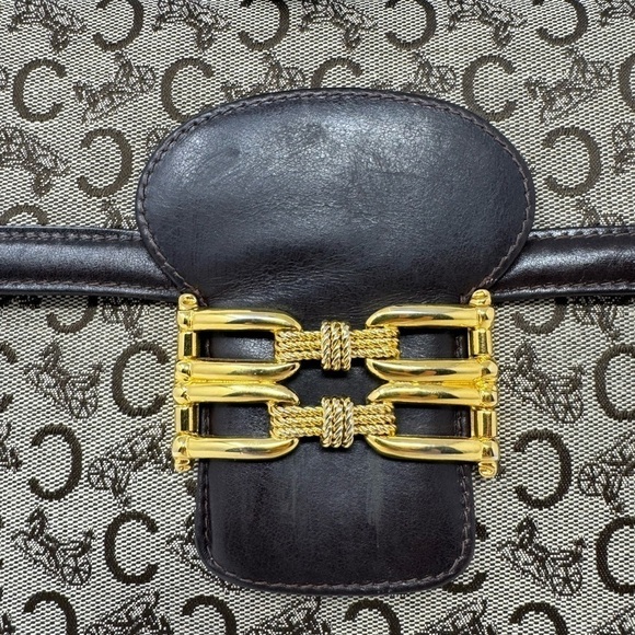 Celine Vintage 70s Carriage Monogram Canvas & Leather Horse Carriage Crossbody - Picture 4 of 15